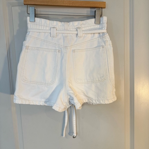 Zara White Paper Bag Patch Pockets Denim Jean Short, size 2 - Picture 2 of 7
